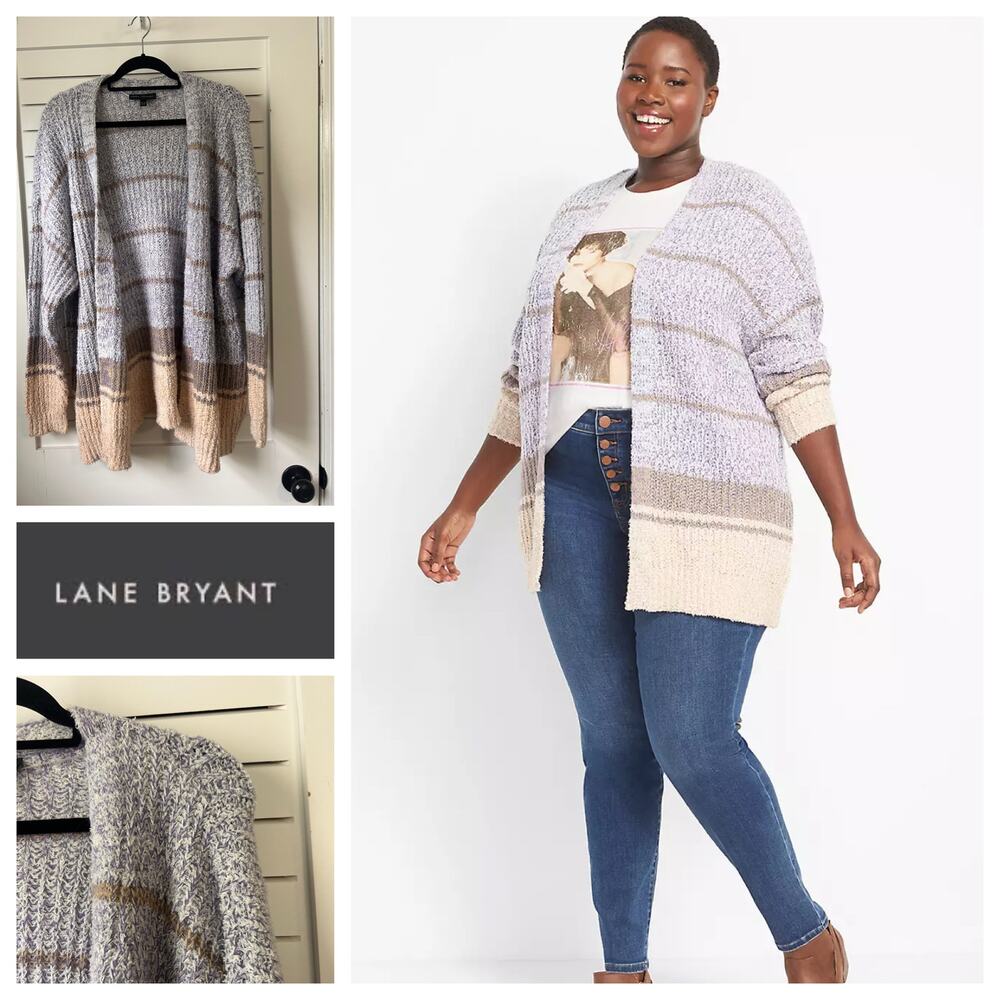 Lane Bryant Super Soft Striped Oversized Cardigan 18/20‎